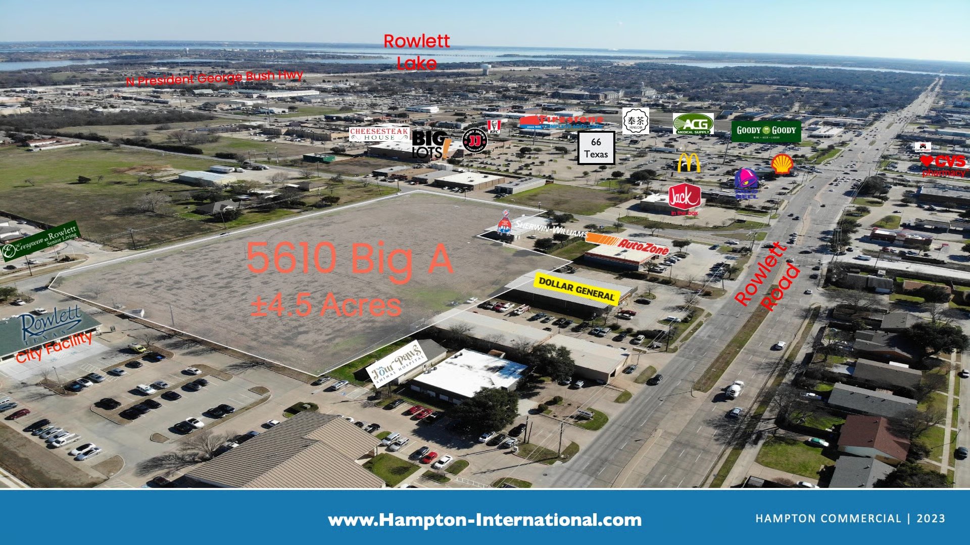 ±4.5 Acres of Divisible Commercial Land in Rowlett, TX